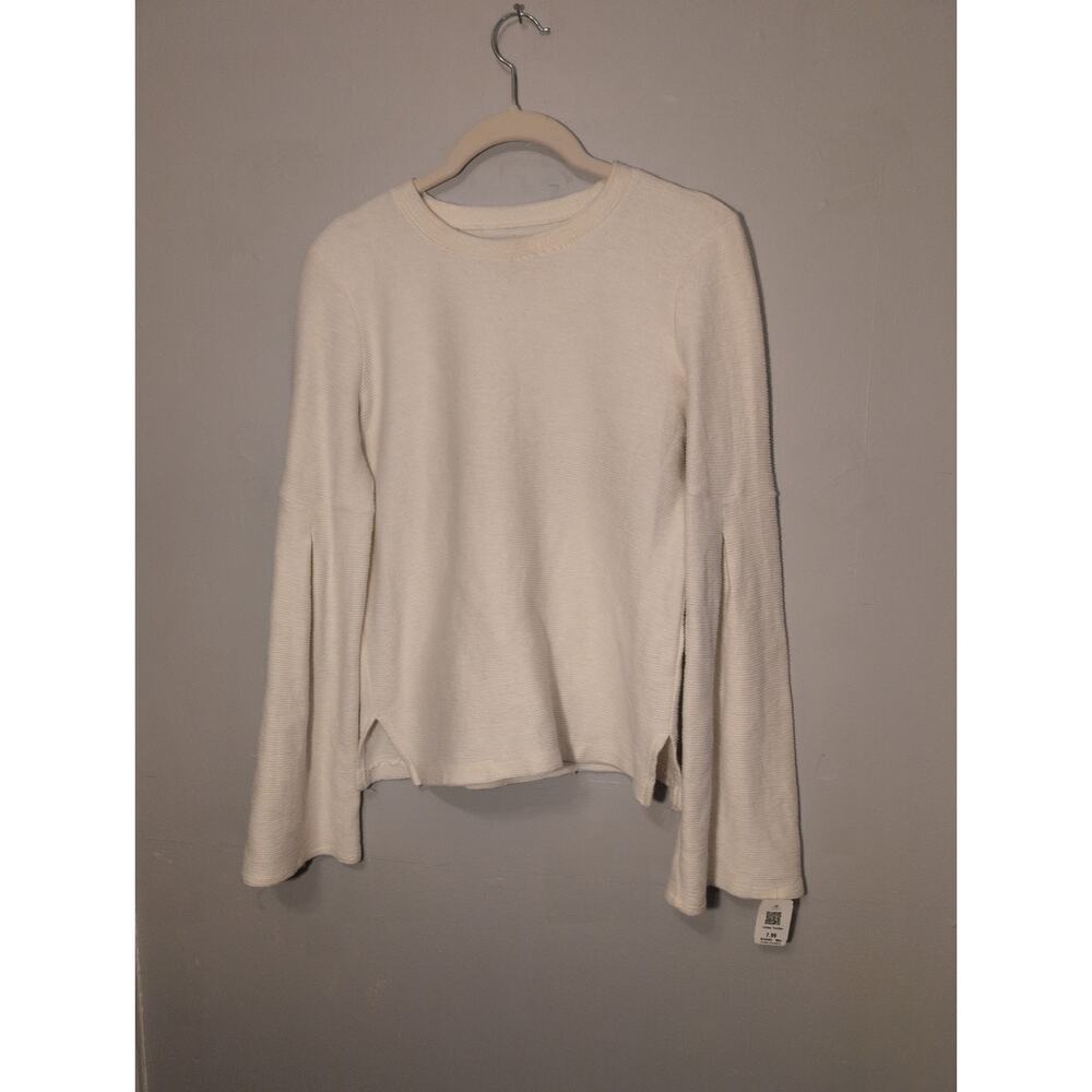 Madewell | Cream Ribbed Bell Sleeve Sweater | XS
